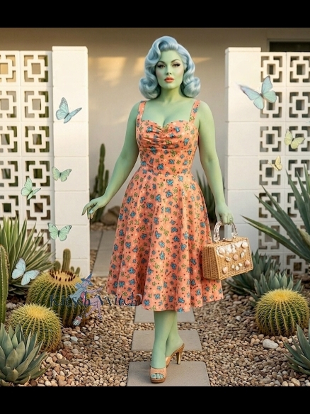 🦋 Butterflies "Nancy" Swing Dress In Peach - Pinup Couture x Mary Blair M